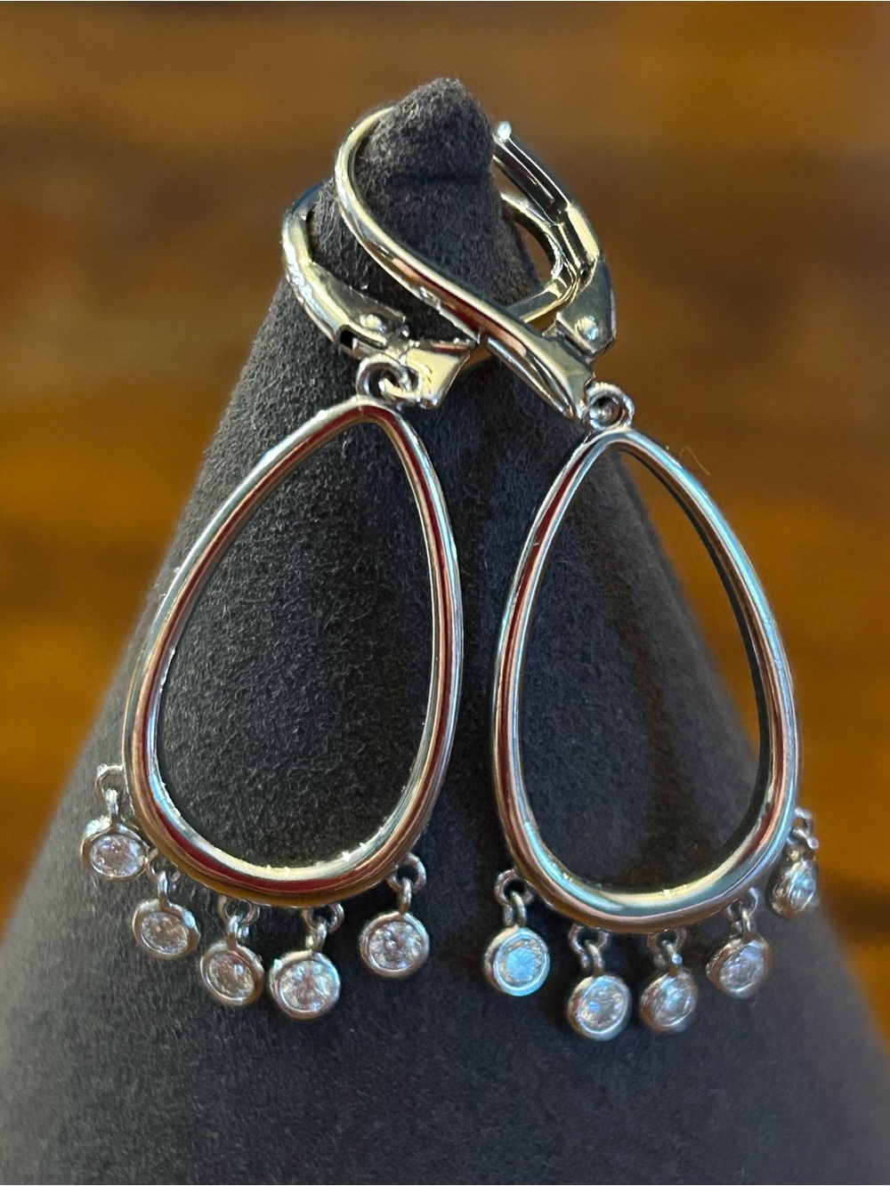 JTV 0.40ctw Moissanite Fire 925 Silver Teardrop Chandelier Lever-back Earrings